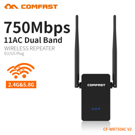 CF-WR750AC V2 Professional Wireless Wifi Repeater 750Mbps Dual Band 2.4/5.8G Range Expander Signal Booster Router