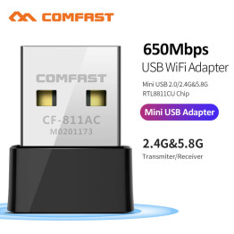 CF-811AC 650Mbs USB Wireless 2.4G&5G Wifi Adapter High speed Network Card RTL8811 Dual Band 802.11 AC Antenna For Laptop Desktop